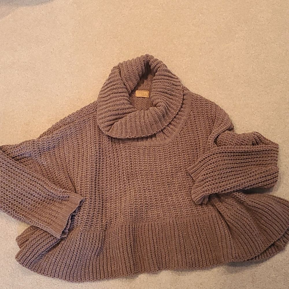 POL cowlneck cable Knit sweater size large